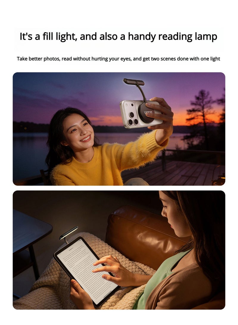 Ulanzi Magnetic LED Selfie Fill Light With Front & Back Phone, Rechargeable ,5 Modes, Light for Phone 17 Pro Max/17 pro/Samsung/Pad/AirPods/ iPad/Huawei/Xiaomi/Vivo/Oppo and More/Tablet/Laptop, Zoom Call TikTok Video Fill Light, Small LED Camera Video Recording Lighting - Image 3